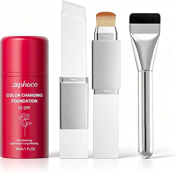 Set of 3 Korean Colour Changing Foundation with Brush