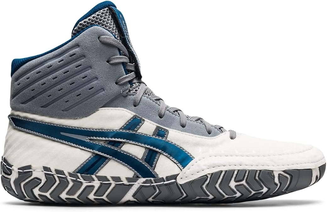 ASICS Men's Aggressor 4 Wrestling Shoes, 9, White/MAKO Blue