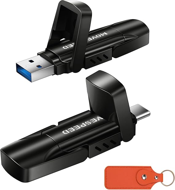 MOVE SPEED 128GB ソリッドステートドライブ 570MB/秒 読み取り速度 外付けSSD デュアルポートタイプC + USB 3.2 ポータブルSSD iPhone 17/16/15シリーズ Android Mac Windows用