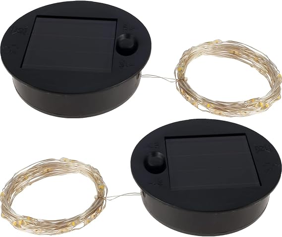 2Pcs Solar Lantern Light Replacement Top with 30 LED String Light 7cm LED Solar Panel Lantern Lid Lights Bulb Replacement Part for Outdoor Hanging Lanterns DIY Table Lights Garden Patio Decor [Energy Class A]
