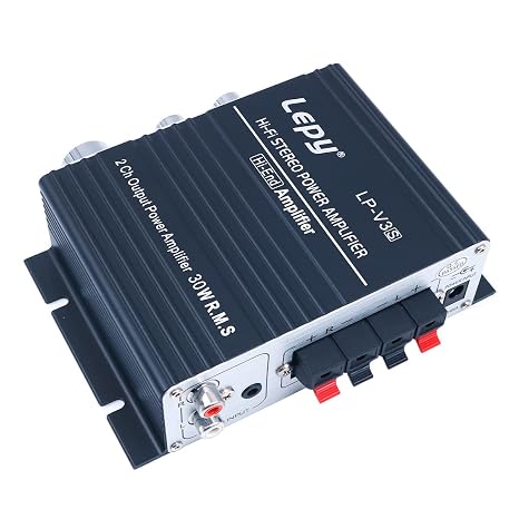 LP-V3S Hi-Fi Stereo Power Amplifier 2 Ch 25WR.M.S Speaker with 3.5 mm Audio Input 3.5 mm MP3 Socket with 5 A Power Supply for Computer MP3 Player etc. - Black