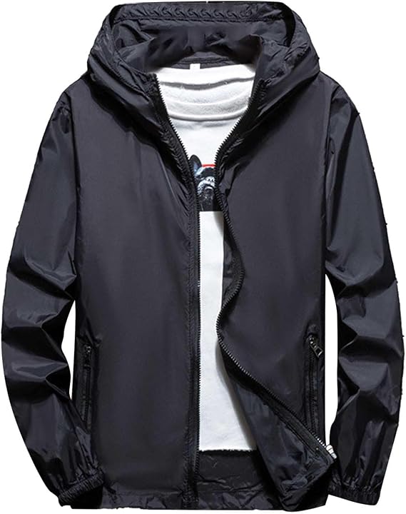 Men's Lightweight Waterproof Jacket Windproof Rain Coats Pack Away Hooded Jackets Windbreaker for Camping Fishing Running Cycling 2025 New
