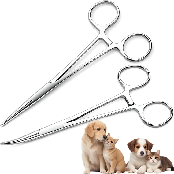 Set of 2 12.5 cm Stainless Steel Piercing Pliers (1 Straight & 1 Curved)