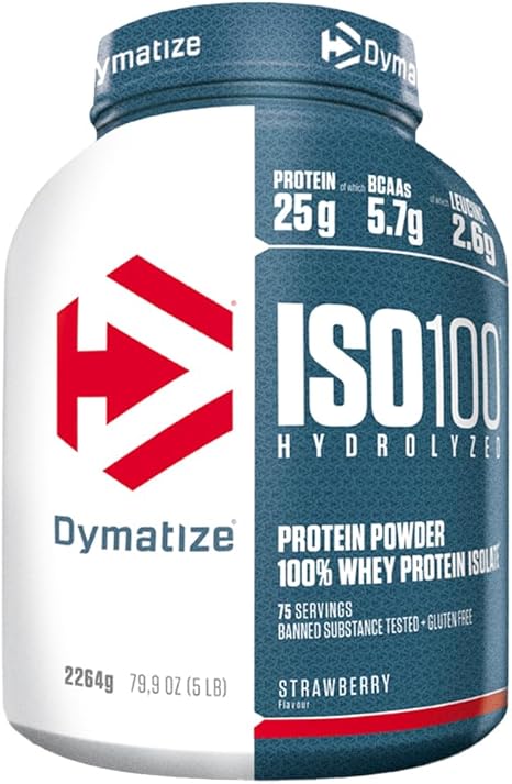 Dymatize ISO 100 Hydrolyzed Strawberry 2264g – Whey Protein Hydrolysate + Isolate Powder