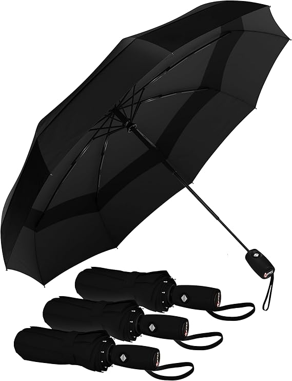 Repel Windproof Travel Umbrella - Compact & Withstands Winds up to 100MPH, Strongest Premium Auto Folding Umbrella for Rain and Sun - Durable, Light & Portable for Women & Men, Fits Backpack & Cars