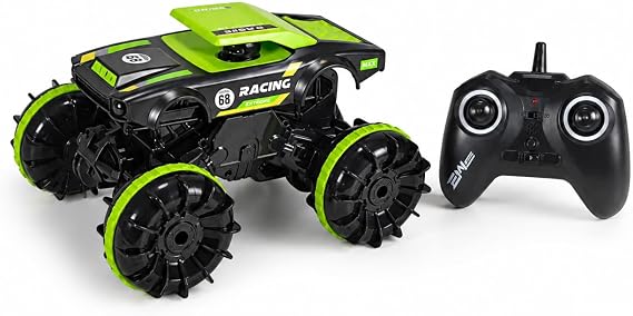 VARDEM Uzaktan Kumandalı Full Fonksiyon 2.4G Şarjlı Amfibi Off Road Stunt Araba, Su ve Kara Kullanımına Uygun Akrobat RC Araç, Kumandalı Şarjlı Arazi Oyuncak Araba SYR-666-869-825 (YEŞİL)