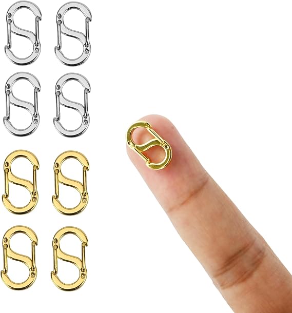 8Pcs Double Opening Necklace Clasp, Stainless Steel Double Lobster Clasps and Closures, Gold Necklace Claw Clasps Connector, Silver Mini Bracelet Clasps Replacement, Jewelry Making Shortener for DIY 