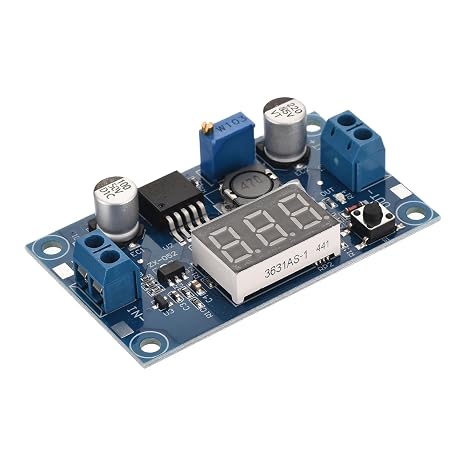 sourcing map DC-DC Buck Converter Voltage Regulator Adjustable Buck Module LM 2596 with LED Display Voltmeter 4-40V to 1.25-37V 3A 1 Pcs