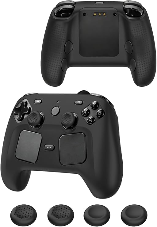 Steam Controller 2第2世代、2026年用ケース、WUNIAKの厚みのあるアップグレードデザイン、傷防止、耐久性のある保護ラバーカバーブラック。