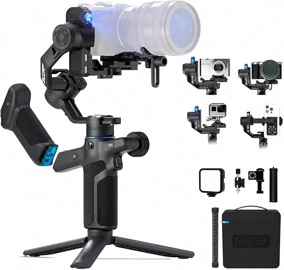 FeiyuTech SCORP Mini 3 Pro Kit 3-Axis Camera Stabilizer,Built-in AI Track,All in One Handheld Gimbal for Mirrorless, Pocket Camera,Action Camera, Phone, 2KG Payload