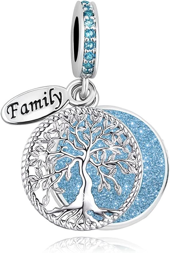 Sparkling Family Tree of Life Charms for Bracelets Compatible with Pandora Bracelets Necklaces for Women