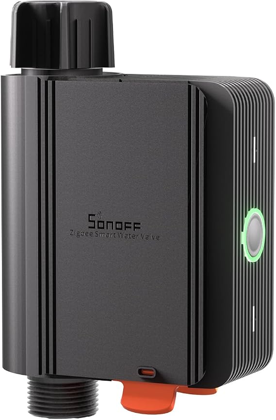 SONOFF SWV-BSP Programador Riego Automático para Jardín, Programado y Racionado, Mando a Distancia, Fácil Instalación, Negro, Requiere Zigbee 3.0 Hub, Compatible con Alexa y Google Home