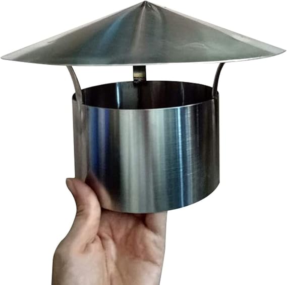 Paslanmaz Çelik Şömine Şapkası - Çatı Bacası Egzoz Borusu Su Geçirmez Yuvarlak Havalandırma Kapağı, Yağmur Koruması, Soba Egzozu, 200 mm (7,87 inç) - ve