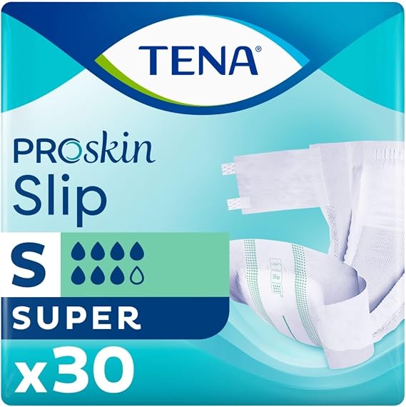 TENA ProSkin Slip Super| Size Small | 7 Drops | Incontinence Slip | All-in-One Slips | 1 Pack of 30