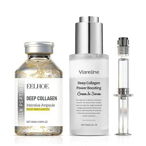 Pack of 2 Silk Peptide Intensive Lifting Ampoule Deep Collagen Serum Deep Collagen Silk Peptide Serum Daily Skin Care Ampoule for Radiance Anti-Ageing Serum for Smoothing Fine Lines and Wrinkles