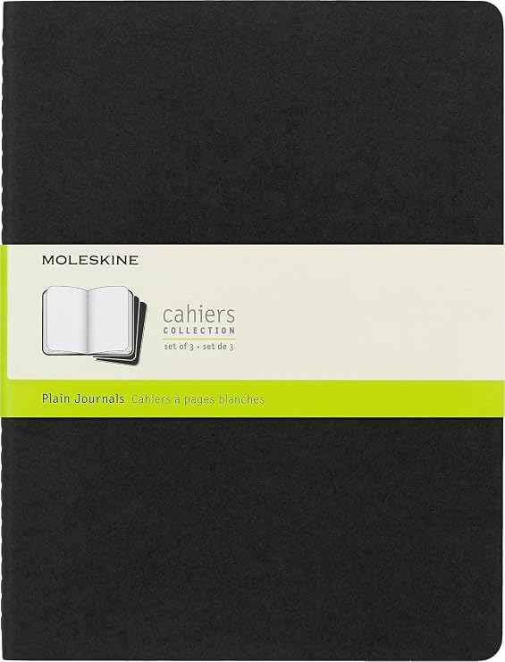 Moleskine Cahier Notebook (Pack of 3). Black x-large