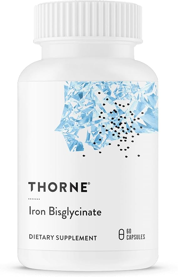 Thorne Iron Supplement, Bisglinate Iron, 25 mg Capsules, 60 Tablets, Set of 1 Total 60 Capsules/60 Day Supply