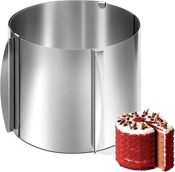 Adjustable Cake Ring 16-30cm, Cake Form, Stainless Steel Cake Ring High 15cm,Cooking Pastry Mould,Round Cake Molds for Baking Cooking Crumpets Eggs Pastry Desserts