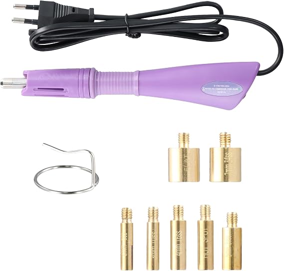 Hotfix Rhinestones Applicator, Hotfix Strass Applicator for Textile, Hotfix Applicator, with 7 Different Applicator Tips, Perfect for Crafts, Purple