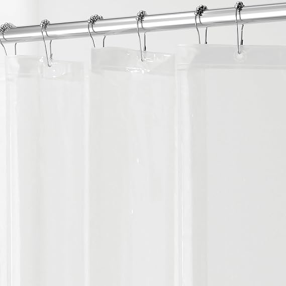 iDesign Waterproof Shower Curtain, Long Shower Curtain Made of Mould-Free PEVA, Stylish and Water Repellent Shower Liner for Bathroom, Clear, 180 x 200 cm