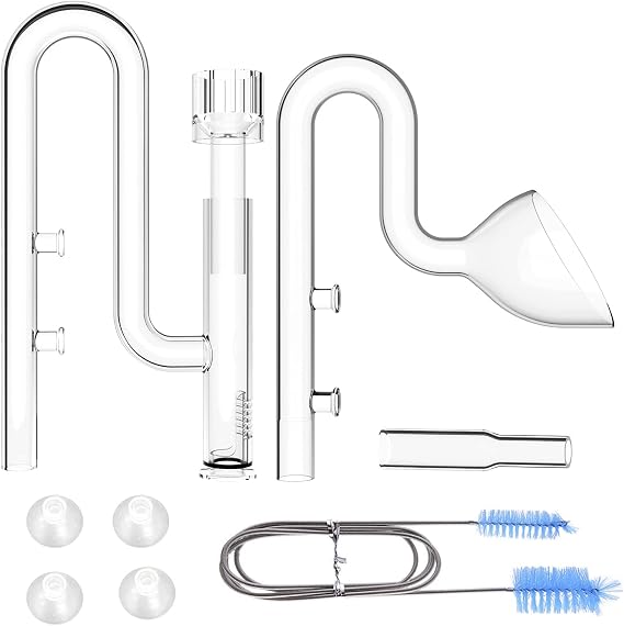 FZONE Nano Aquarium Lily Pipe SET with Surface Skimmer for 12/16mm Hoses - Mini Glass Inflow & Outflow for Small Fish Tanks