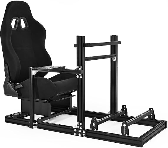 Dardoo F1レーシングシミュレーターコックピット6030アルミニウムプロフィールスタンド、ゲーミングシート付き、Logitech/Thrustmaster/Fanatec GPRO CSLDD T818対応 エレクトロニクスは含まれません