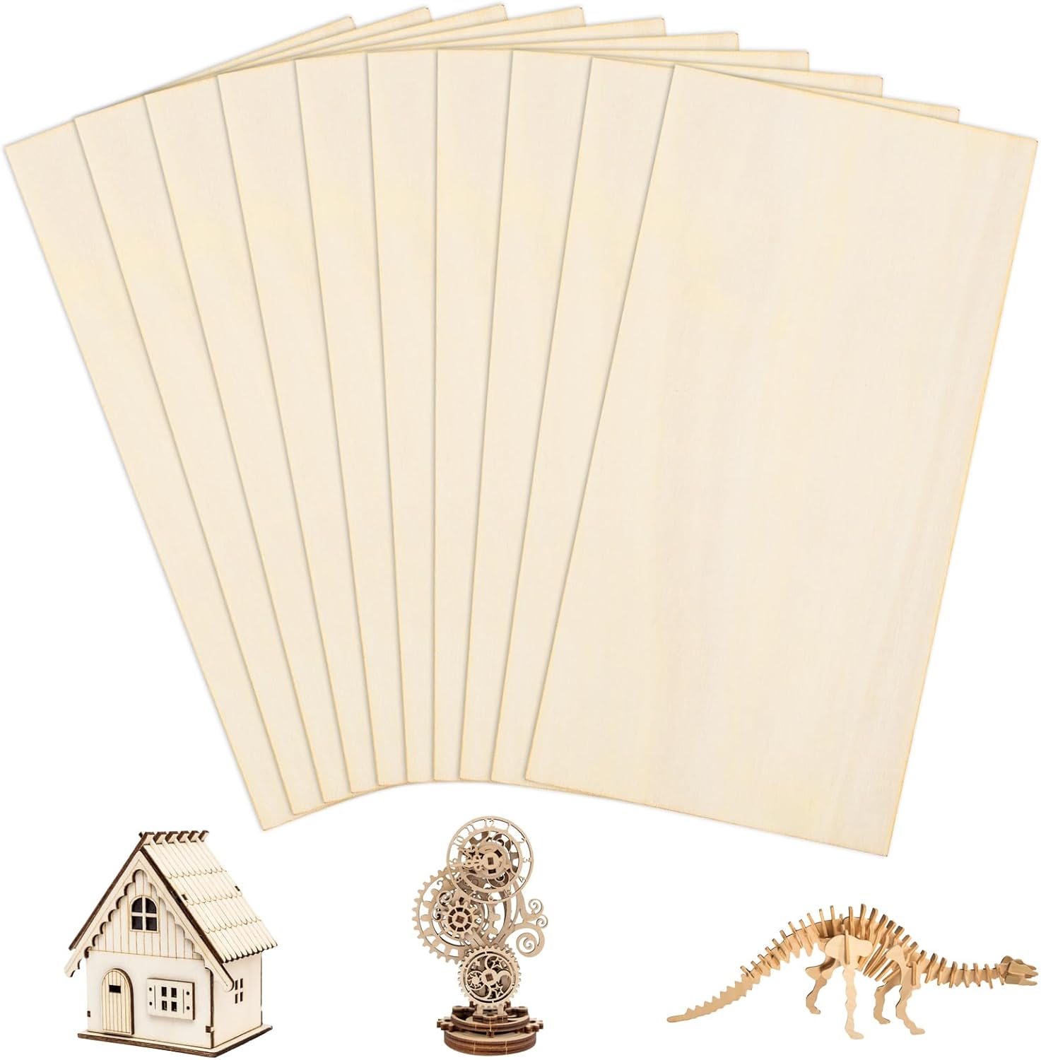 12Pcs Plywood Sheets, 300x 400 x 2mm Unfinished Basswood Sheets Board for Woodcraft Model, Crafts, Painting, Engraving, Stenciling, Home Decor