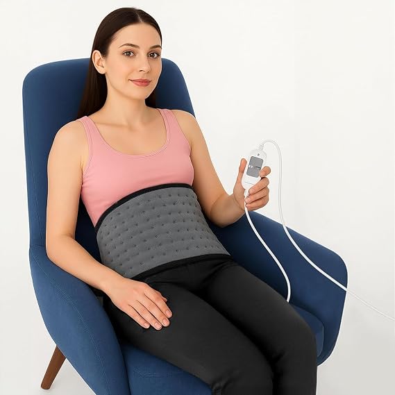 Electric Heating Pad for Back, Neck, Shoulder Pain Relief, Green, Waist Wrap (Dark Grey)