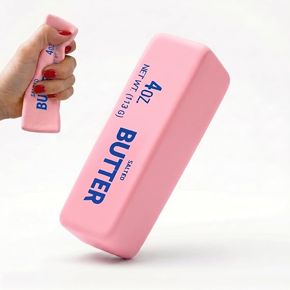Butter Squishy Pink Soft Butter Squishys Stress Relief Block Squeeze Butter Stress Toy Portable Decompression Sensory Toy Anxiety Relief Fidget Toy