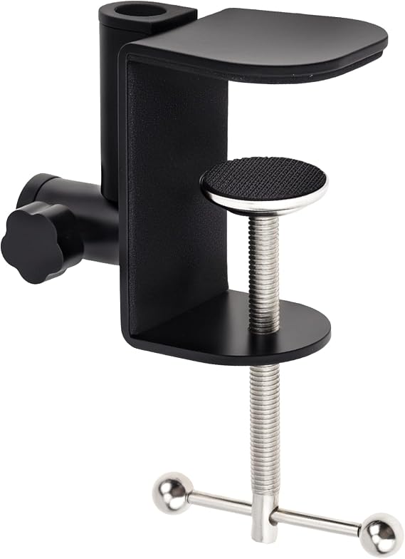 C-Clamp Base Stand Mounting Accessory, Metal Table Mount Desk Clamp for Desktop Lamp Monitor Microphone Mic Arm Stand (12mm/0.47" Dia Hole)