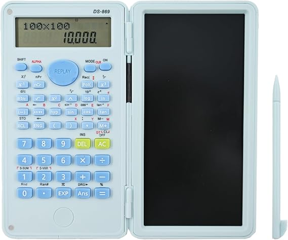 DS-869 240 Functions 82MS Scientific Calculator with Writing Pad,Dual-Function Calculator Scientific with notepad,Equipped with Electronic Pen and 10+2 Display for Students and Offices, Blue