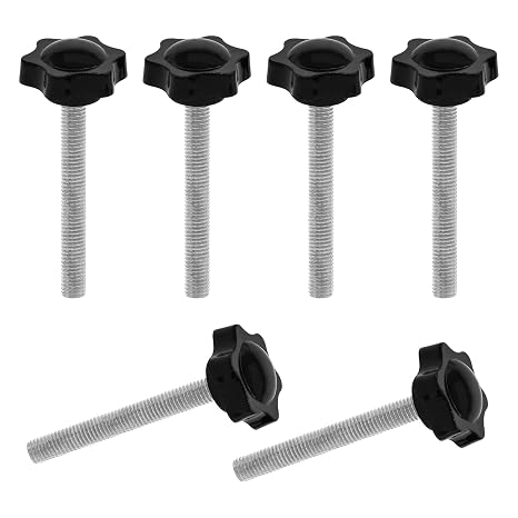 6PCS Star Knobs M10*80mm Clamping Screw Knob 38mm-Head Black