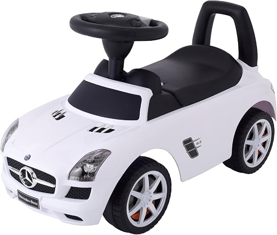 NONAKA WORLD Ride-on Mercedes Benz SLS AMG White Benz Pedestal Toy for Toddlers, Vehicles, Indoor, Outdoor, Compact Size, Safe Design, 3 to 5 Years, CE, Birthday Gift