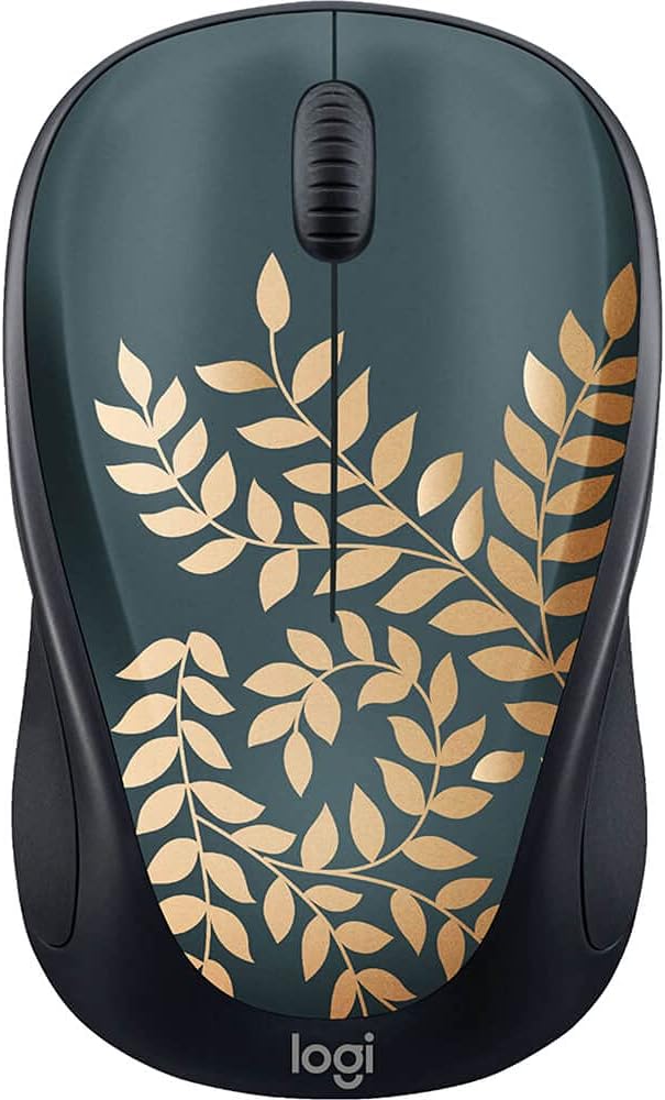Logitech - Design Collection Wireless Compact Mouse with Limited Color Designs - Golden Garden