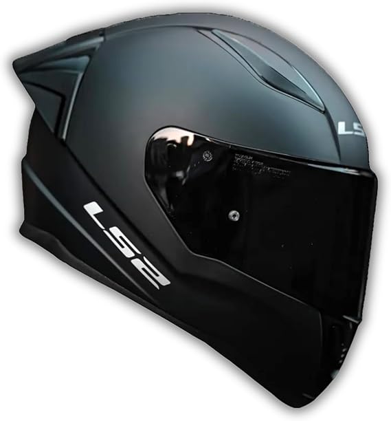 YYK LS2 Rapıd 2 Mat Siyah Race Kapalı Kask – Siyah Vizör Camlı, Çoklu Boyut Seçenekleri ile Üst Düzey Güvenlik ve Konfor Sunan, Gelişmiş Havalandırmalı Yarış Kaskı