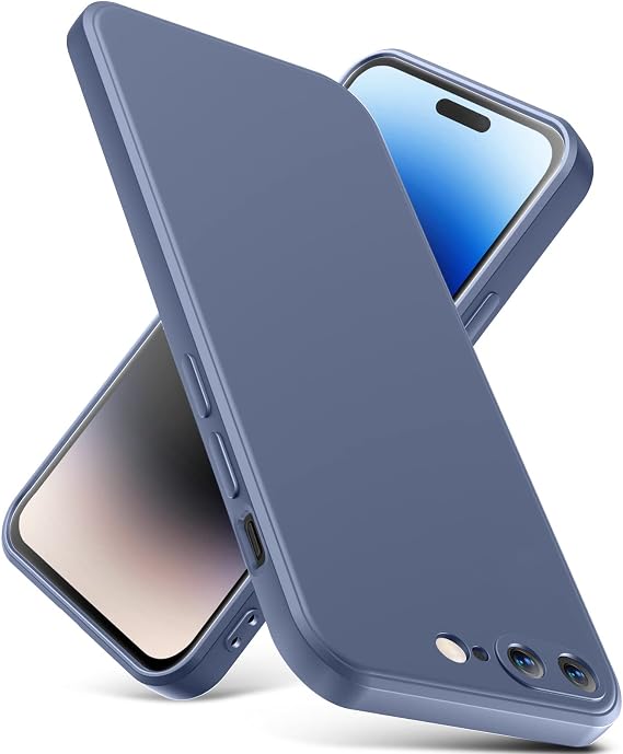iPhone 8 Plus用ケース iPhone 7 Plusケース 薄型液体シリコンケース 耐衝撃 スリム薄型電話ケース iPhone 8 Plus/7 Plus用 フルボディスクリーンカメラ保護カバー-ダークグレー 2-IP8p-09