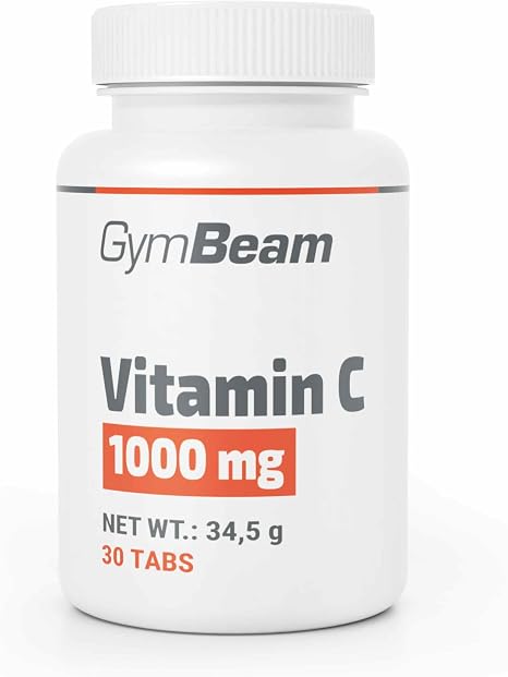 GymBeam Vitamin C 1000 mg Capsules - 1000 mg Ascorbic Acid per Tablet Supports Nervous and Immune Systems Reduces Fatigue Promotes Metabolism & Collagen Formation (30 tbl)