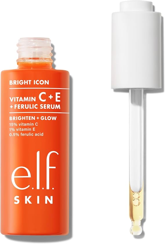 e.l.f. SKIN Bright Icon Vitamin C + E + Ferulic Serum, Brightening & Soothing Face Serum, Helps Even Skin Tone, Vegan & Cruelty-Free, 30ml