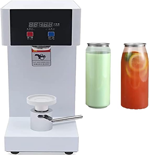 Automatic Can Sealing Machine, 180w Can Seamer Can Sealer With Intelligent Panel & Counting, 55mm Caliber Tin Can Sealer Height Adjustable Bottle Capping For Milk Tea Coffee Pop Pet Cans,White