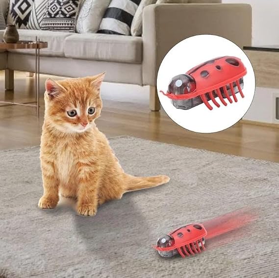 Busstier Uğur Böceği Hareketli Kedi Oyuncağı, Otomatik Hareket Eden Uğur Böceği Şeklinde Kedi Oyuncağı