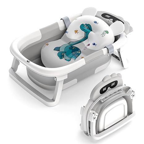 Baby Bathtub Foldable Bathtub Baby with Non-Slip Mat Portable Baby Bathtub Newborn Essentials Baby Bath for Infants and Toddlers from 0-24 Months