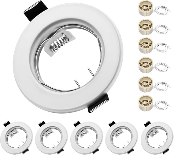 6 Pack Round Matte White GU10 Recessed Downlight Frames [Energy Class A]