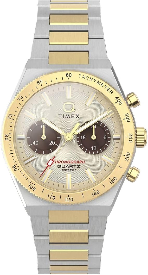 Timexタイメックス Ｑ タイメックス コンチネンタル クロノグラフ ウォッチ クオーツ 5気圧防水 ミネラルガラス ゴールド文字盤 Tw2y92300 メンズ 正規品
