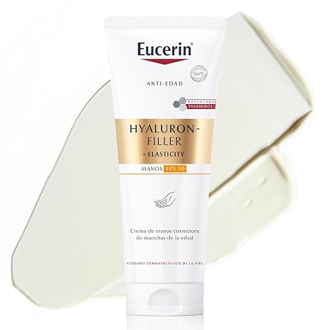 Eucerin Hyaluron-Filler + Elasticity Age Spot Correcting Hand Cream SPF 30 (75ml), Anti-Aging and Anti-Blemish Hand Cream with Hyaluronic Acid, for Dry and Cracked Skin