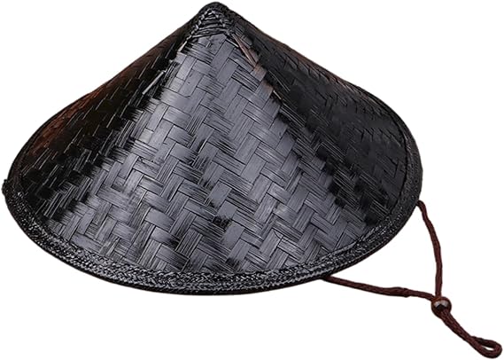 Samurai Hat Rice Hat Ninja Bamboo Cap Black Woven Straw Cap Costume Accessory for Performance Stage Cosplay Party Halloween