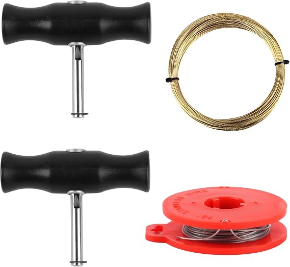 Car Windshield Removal Tools: 2 Pcs Windscreen Removal Tool Handles & 2 Roll Windscreen Window Glass Cutting Wires(20 M + 10 M), Universal Windshield Tool Kit Disassembly Tools