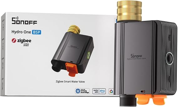 SONOFF SWV-ZFE Hydro ONE Zigbee Smart Sprinkler Timer, Brass Inlet, Weather-Adaptive Scheduling Irrigation Timer with Flow Meter for Garden, 4 AA Powered, Requires Zigbee Hub, Compatible with HA