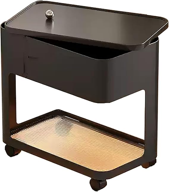 Rotating Coffee Table Small,Bedside Tables,360°Swivel Adjustable Side Table,Cream Bedside Tables with Lights,Modern Bedroom Living Room Side Table for Couch or Bedside Use,Black