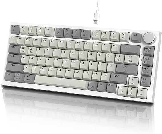 ATTACK SHARK K85 Mekanik Klavye – 75% Kompakt Tasarım, Manyetik Anahtarlar, Ayarlanabilir Tepki Süresi, RGB Işık, Döner Kontrol Tuşu, DKS/MT/TGL Destekli, PC/Mac Uyumlu - Grey