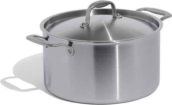 Made In Cookware - 8 Quart Stainless Steel Stock Pot with Lid - 5 Ply Stainless Clad - Professional Cookware - Crafted in Italy - Induction Compatible